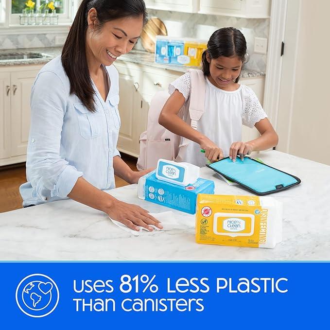 Nice 'N Clean Disinfecting Surface Wipes 304ct | Cleans & Disinfects Home & Kitchen Surfaces | Fresh & Lemon Scent - ModernBath