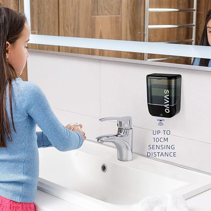 SVAVO Automatic Soap Dispenser Touchless, Hand Soap Dispenser Wall Mount, Electric Sensor Battery Operated for Offices Home Kitchen Bathroom Hotel Restaurant Commercial, 34fl.oz/1000ml Black - ModernBath