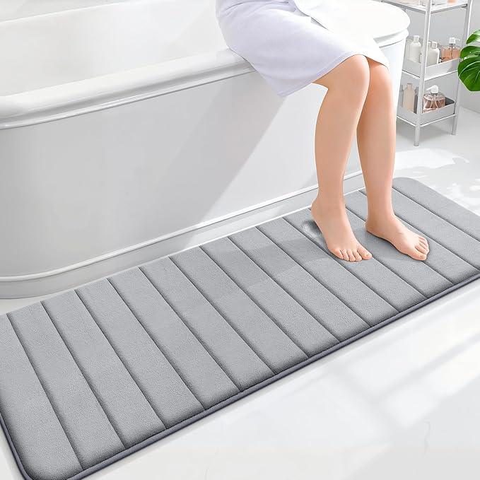 OLANLY Memory Foam Long Bathroom Rugs Runner 59x20, Super Soft Absorbent Bath Mat, Quick Dry, Machine Washable Shower Floor Rugs, Bathmat Carpet, Bathroom Home Decor Accessories, Grey - ModernBath