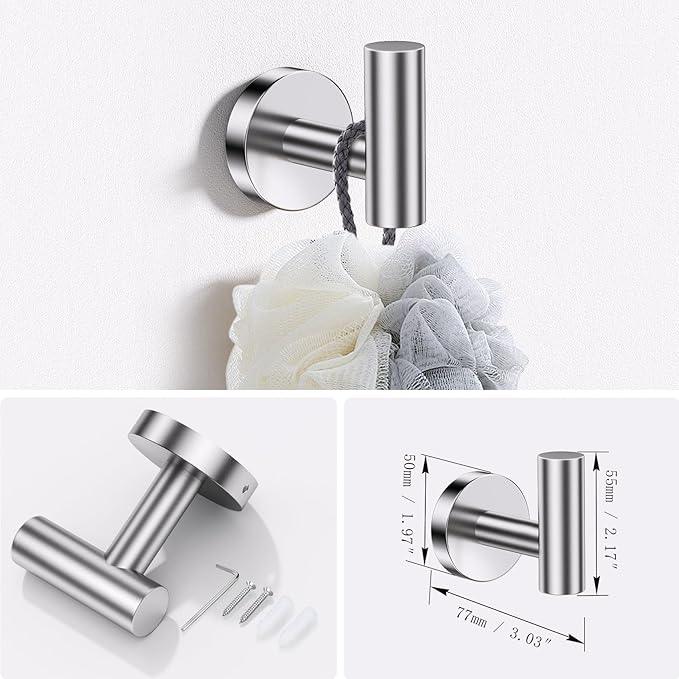 Lairuier Bathroom Hardware Set, 4-pieceTowel Holder Set Include Toilet Paper Holder,Towel Ring and 2 Towel Hooks Stainless Steel Wall Mounted Bathroom Hardware Accessories Set (Brushed Finish) - ModernBath