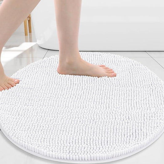 Arotive Bathroom Rugs Round 24x24, Extra Soft Absorbent Shaggy Chenille Bath Rugs, Machine Washable Rubber Backing Non-Slip Bath Mats for Bathroom Floor Tub and Shower, Home Decor Accessories, White - ModernBath