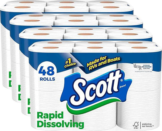 Scott Rapid-Dissolving Toilet Paper, 48 Double Rolls, Septic-Safe, Toilet Paper - ModernBath