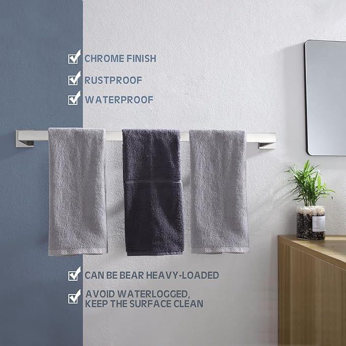 KOKOSIRI 32-Inch Single Towel Bar, Bathroom Kitchen Towel Holder, Wall Mounted SUS304 Stainless Steel Towel Rack, Polished Chrome, B4003CH-L32 - ModernBath