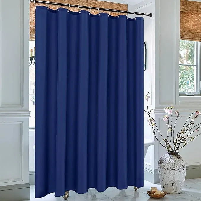 Biscaynebay Extra Long Fabric Shower Curtain Liner 72" Width by 84" Length, Navy Water Resistant Bathroom Curtains, Rust Resistant Grommets Weighted Bottom Hem Machine Washable - ModernBath
