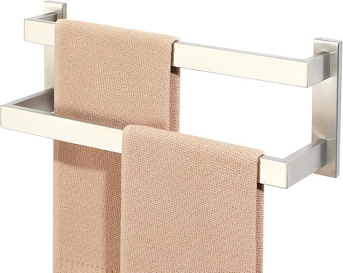 Alise 16 Inch Double Towel Bars for Bathroom Wall Mount,Towel Holder Double Towel Racks for Bathroom Lavatory,SUS304 Stainless Steel Towel Rail Towel Hanger for Walls,Brushed Nickel - ModernBath