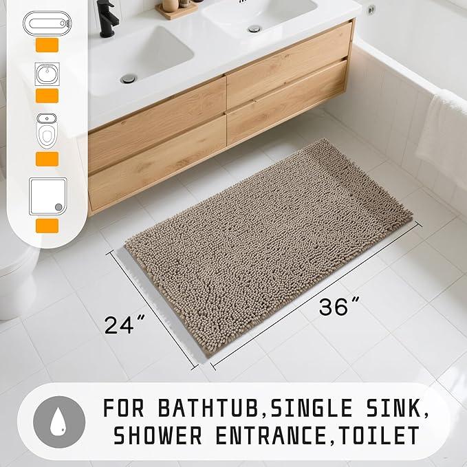 Yimobra Large Bathroom Rugs 36"x24", Non Slip Bath Mat for Tub, Shaggy Rug Floor Carpet, Extra Soft Super Absorbent Quick Dry, Machine Washable,Camel - ModernBath