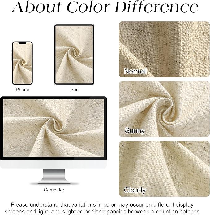 Naturoom Long Linen Shower Curtain, 80 Inch Weighted Cloth Bathroom Shower Curtain, Neutral Tone Burlap Woven Look Country Style Hotel Luxury Bath Curtains Set with Hooks, 72x80, Cream Beige - ModernBath