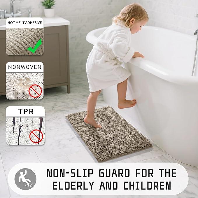 Yimobra Long Bathroom Rugs 44"x24", Extra Soft Non Slip Bath Mat for Tub, Super Absorbent Quick Dry Shaggy Rug Floor Carpet, Machine Washable,Camel - ModernBath