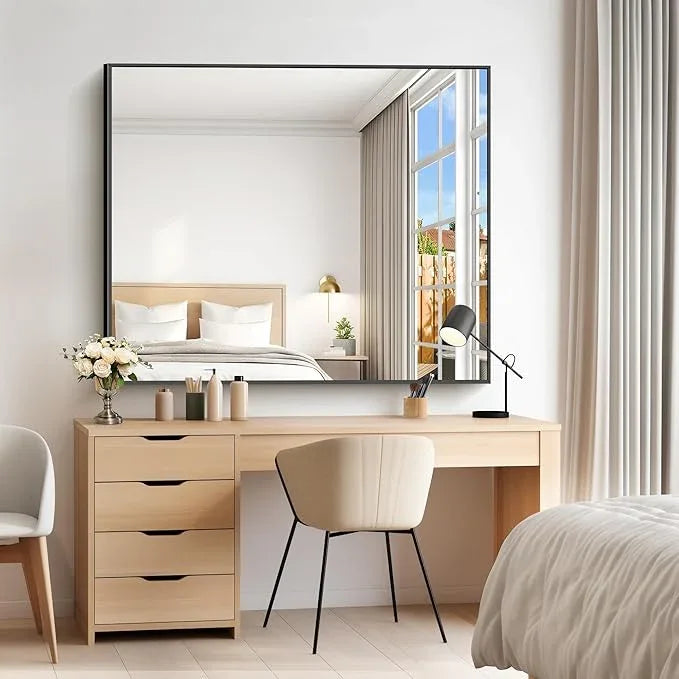 COFENY 40x48inch Black Bathroom Mirror, Black Rectangle Mirror with Frame, Large Rectangular Wall Mirrors for Bathroom, Living Room, Hair Salon, Big Farmhouse Mirror Hang Horizontal/Vertical - ModernBath