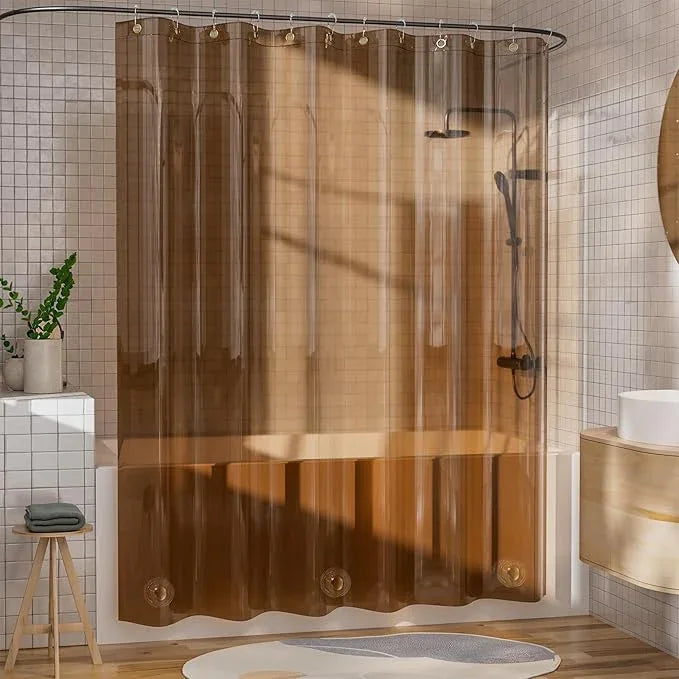 AmazerBath Shower Curtain Liner, 100% EVA Soft Clear Amber Heavy Duty Shower Curtain and Liner 2-in-1, 72x72 Luxury Plastic Weighted Bathroom Shower Liner, 12 Rustproof Grommets & 3 Heavyweight Stones - ModernBath