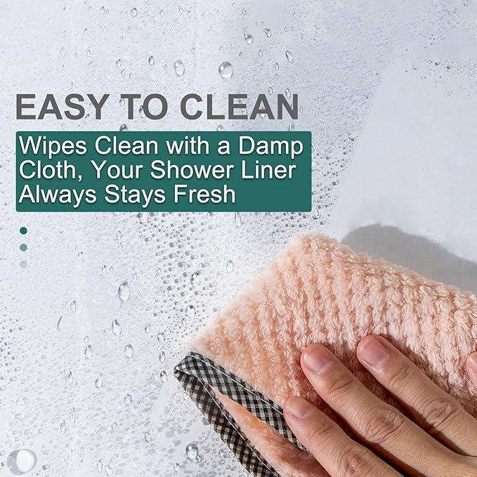 AmazerBath Clear Shower Curtain, 72x72 Plastic Shower Curtain, PEVA Waterproof Shower Curtain, Medium Weight Shower Curtains for Bathroom with 3 Weighted Magnets and 12 Rustproof Grommet Holes - ModernBath