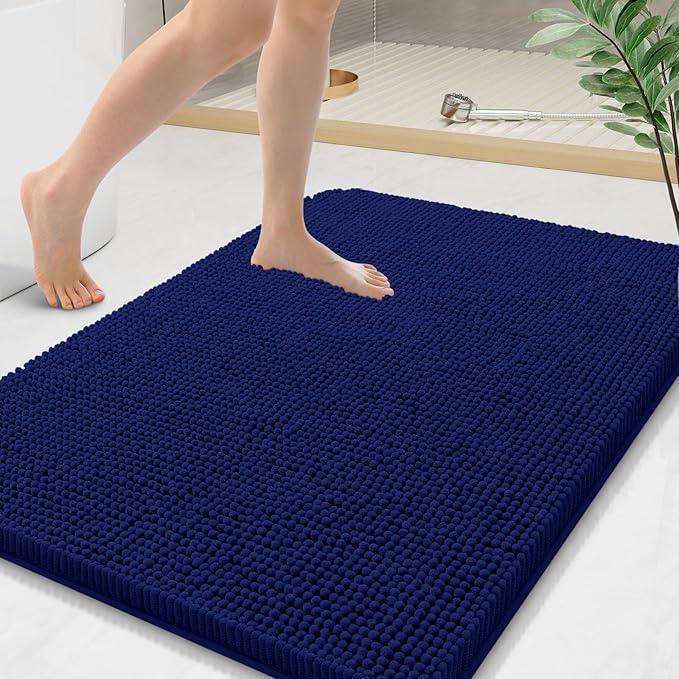 Arotive Bathroom Rugs 36x24, Extra Soft Absorbent Shaggy Chenille Bath Rugs, Machine Washable Rubber Backing Non-Slip Bath Mats for Bathroom Floor Tub and Shower, Home Decor Accessories, Navy - ModernBath