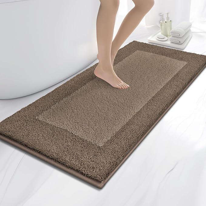 anllugs Bathroom Rugs 24" x 60", Non-Slip Extra Soft Absorbent Bath Rugs, Machine Washable Quick Dry Bath Mats for Bathroom Floor, Shower, Bathtub and Sink, Grayish Brown & Coffee - ModernBath