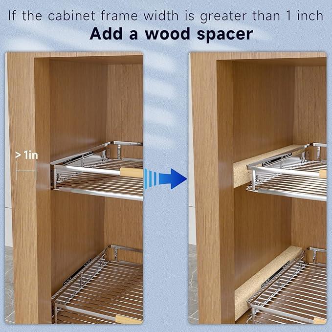 Pull Out Drawer Cabinet Organizer, Expandable Slide Out Storage Shelves - Heavy Duty, Durable and Smooth Slide-Out, 17" x 28" Wide x 22.5" Deep, 1 Pack - ModernBath