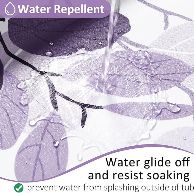 BOODII Royal Purple Leaf Shower Curtain for Bathroom Botanical Eucalyptus Nature Eucalyptus Shower Curtain Set Floral Leaves Bathroom Decor Natural Bath Curtains 72x72 - ModernBath