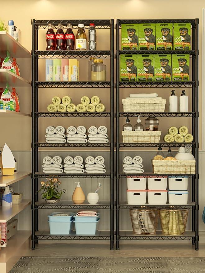 8 Tier Adjustable Storage Shelves Heavy Duty Metal Shelf Wire Shelving Unit Organizer Rack for Home Kitchen Office Pantry Room Bathroom Shelving Organizers and Storage Laundry - ModernBath