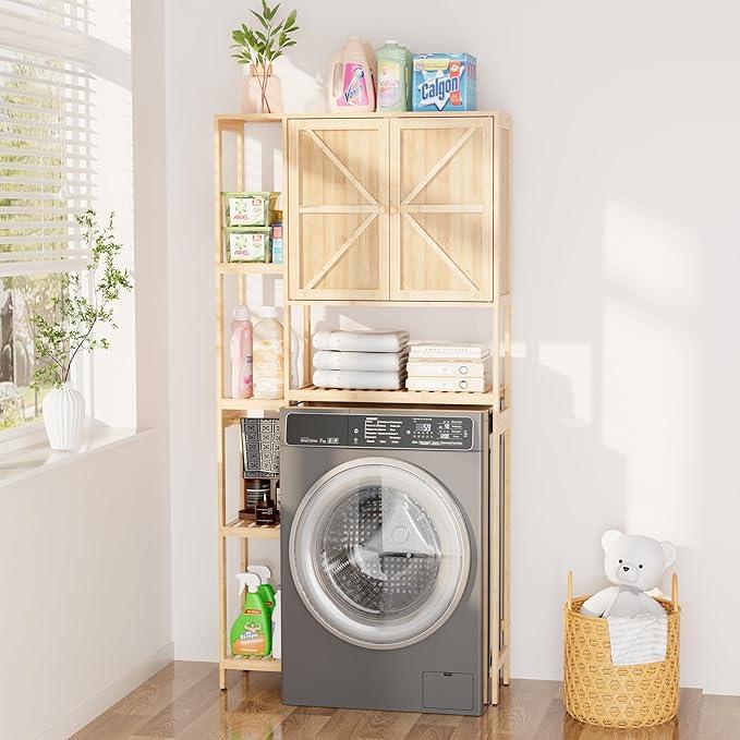 Bamboo Over The Toilet Storage, Above Toilet Organizer Storage Shelf Stand, Tall Freestanding Behind Toilet Rack, Tiered Bathroom Space Saver Shelving, Easy Assembly (Natural) - ModernBath
