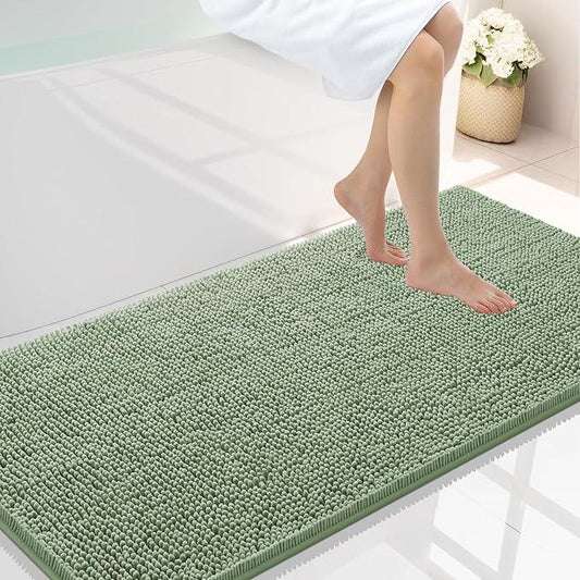 Smiry Luxury Chenille Bathroom Rugs 45x27, Extra Soft and Absorbent Shaggy Bath Mat, Machine Washable, Non-Slip Plush Carpet Runner for Tub, Shower, and Floor, Home Decor Accessories, Sage Green - ModernBath