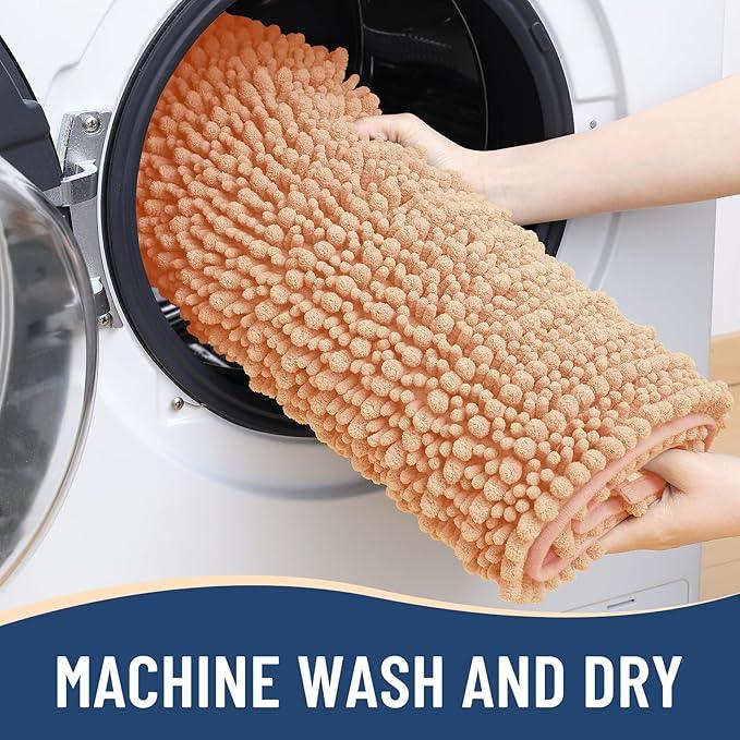 Arotive Luxury Chenille Bathroom Rug Mat, Extra Soft Thick Absorbent Shaggy Bath Rugs, Non-Slip Machine Wash Dry, Plush Bath Mats for Bathroom, Shower and Tub, 36x24, Peach - ModernBath