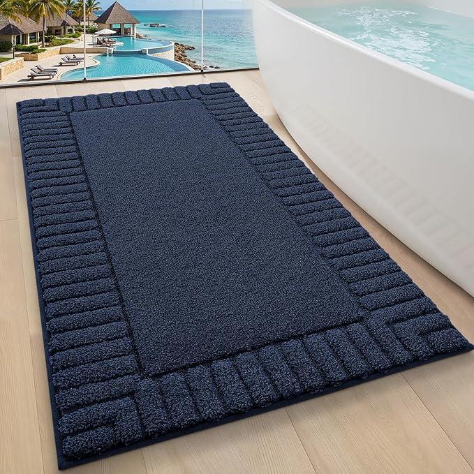 LUMI Bathroom Rugs Non Slip with Rubber Backing, Extra Soft Plush Microfiber Bath Rug Absorbent, Machine Washable Bath Mat Quick Dry for Tub, Shower, Hotel, Blue, 24"x43" - ModernBath