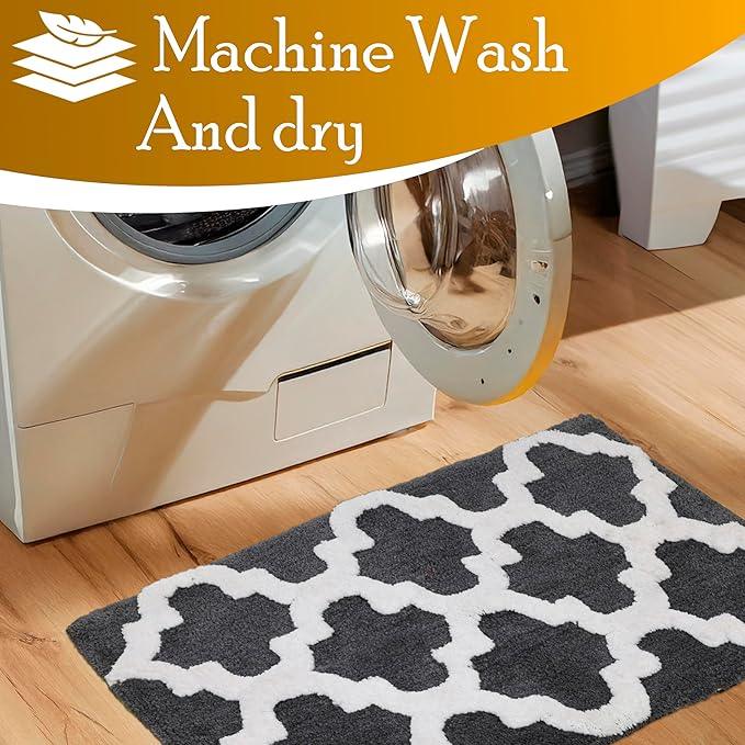 C23 Luxury Bathroom Rugs, Bath Mat - 20"x32" & 16"x24", 2200 GSM Tufted Cotton Bathroom Mat, Ultra-Absorbent Quick Dry Heavyweight Non-Slip Bathmat, Thick Soft Plush Machine Washable Bath Rug - 2 Pack - ModernBath