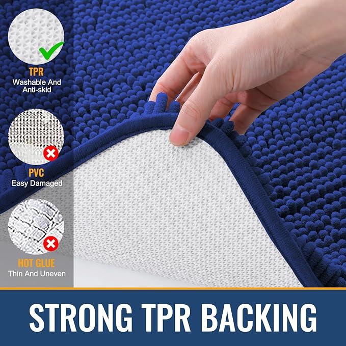 Arotive Bathroom Rugs 30x20, Extra Soft Absorbent Shaggy Chenille Bath Rugs, Machine Washable Rubber Backing Non-Slip Bath Mats for Bathroom Floor Tub and Shower, Home Decor Accessories, Royal Blue - ModernBath