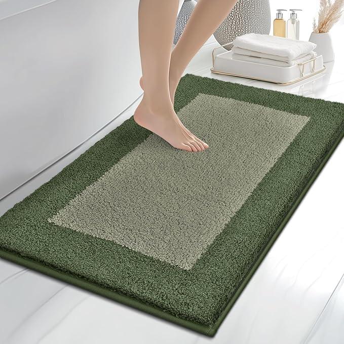 anllugs Bathroom Rugs 24" x 36", Non-Slip Extra Soft Absorbent Bath Rugs, Machine Washable Quick Dry Bath Mats for Bathroom Floor, Shower, Bathtub and Sink, Sage Green & Budding Green - ModernBath