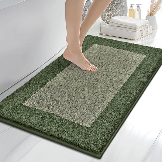 anllugs Bathroom Rugs 24" x 36", Non-Slip Extra Soft Absorbent Bath Rugs, Machine Washable Quick Dry Bath Mats for Bathroom Floor, Shower, Bathtub and Sink, Sage Green & Budding Green - ModernBath