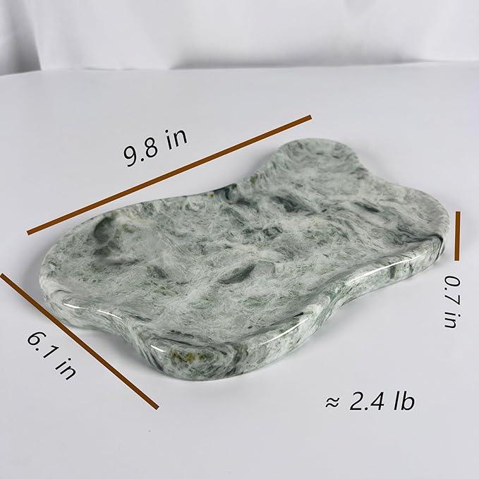 WneFu Choiziic Natural Decorative Tray, Cloud Shape, 9.8x6.1x0.62 Inches, Modern Style, Polished Finish, Bathroom Kitchen Counter Vanity Organizer with Anti-Slip Mad (Green-Marble-P) - ModernBath