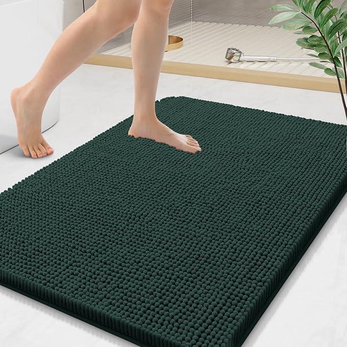 Arotive Bathroom Rugs 36x24, Extra Soft Absorbent Shaggy Chenille Bath Rugs, Machine Washable Rubber Backing Non-Slip Bath Mats for Bathroom Floor Tub and Shower, Home Decor Accessories,Blackish Green - ModernBath