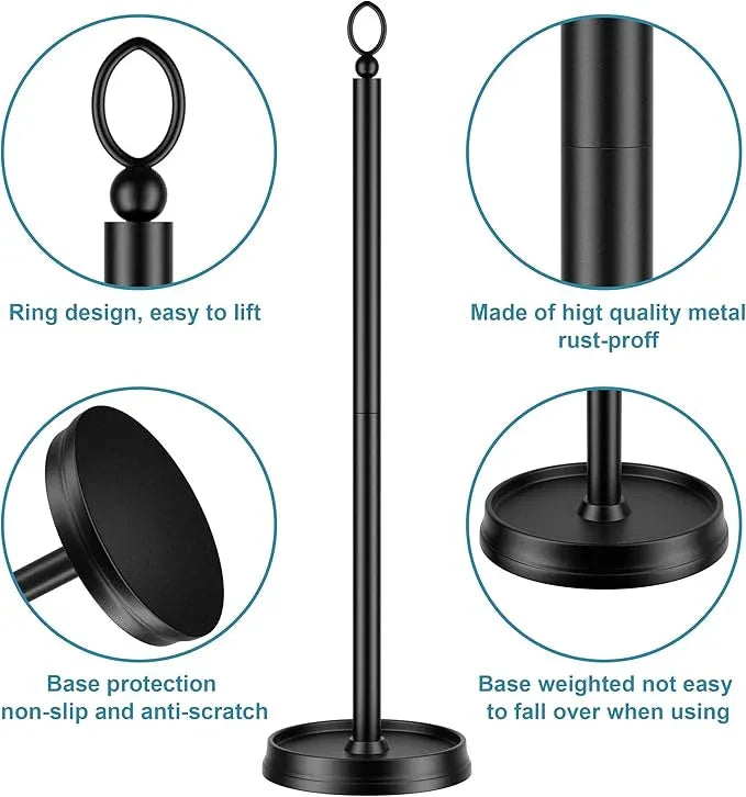 Heavy Weighted Toilet Paper Holder (with Reserve Function) Free Standing, Spare Toilet Paper Roll Storage Stand for Bathroom Total Height 22.5" ，Matte Black - ModernBath