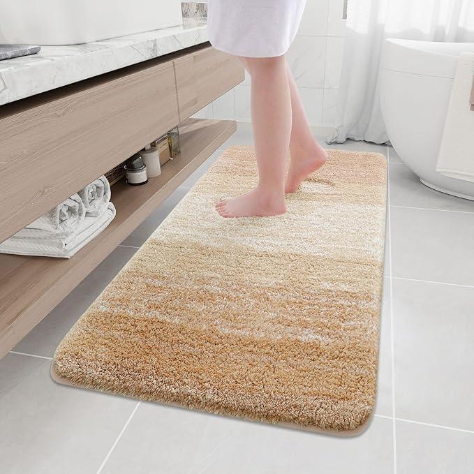 Arotive Microfiber Bathroom Rugs, Shaggy Soft and Absorbent Bath Rug, Non-Slip, Thick Plush Machine Washable Dry Bath Mats for Bathroom, Tub and Shower, 54x24, Beige, Rectangular - ModernBath