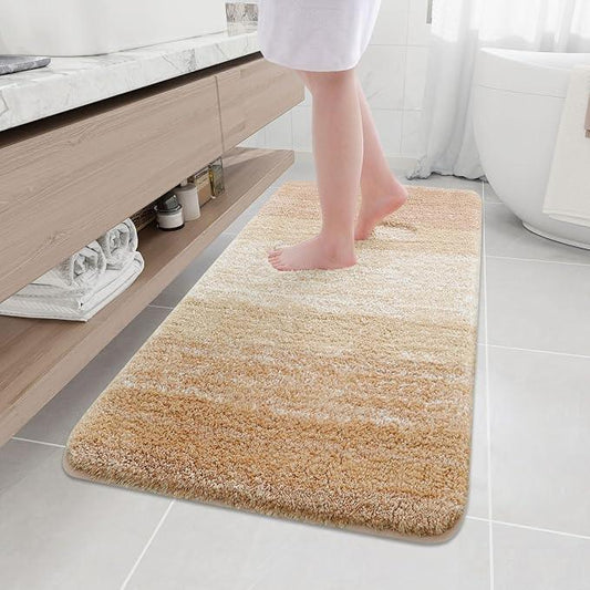 Arotive Microfiber Bathroom Rugs, Shaggy Soft and Absorbent Bath Rug, Non-Slip, Thick Plush Machine Washable Dry Bath Mats for Bathroom, Tub and Shower, 54x24, Beige, Rectangular - ModernBath