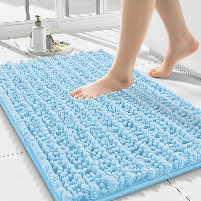 Smiry Bathroom Rugs Mat 24x16, Extra Soft Absorbent Chenille Bath Rugs, Non Slip Rubber Backing Machine Washable Quick Dry Bath Mats for Bathroom Floor, Tub, Shower, Home Decor Accessories, Sky Blue - ModernBath