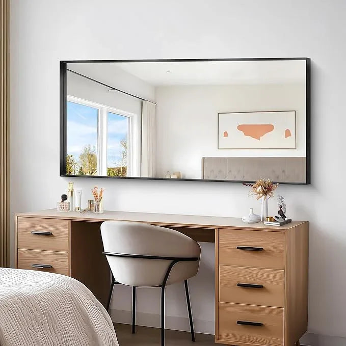 Black Bathroom Mirror, 30x60 Inch Rectangular Deep Frame Mirror, Large Wall Mounted Bathroom Vanity Mirror Over Sink for Bedroom,Restroom, Living Room, Hangs Vertically or Horizontally - ModernBath