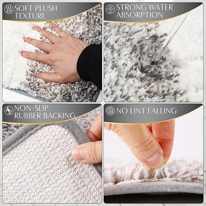 WSBArt 32PCS Bathroom Set Bathroom Sets with Shower Curtain and Rugs Grey Bathroom Accessories,Shower Curtain Set,Bathroom Rug Set with Bathroom Trash Can - ModernBath