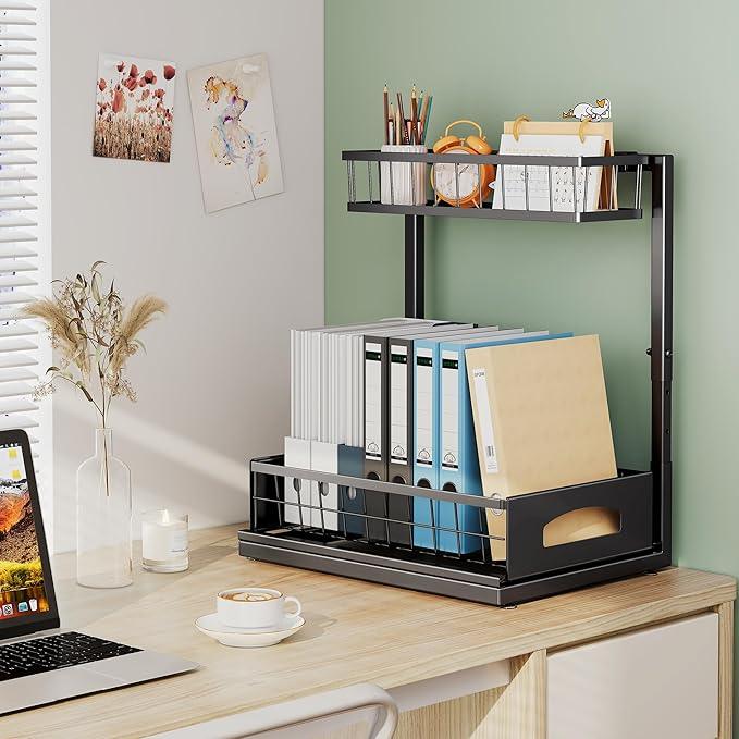 Under Sink Organizer , 2 Pack Height Adjustable Cabinet Organizer with Slide Out Drawer, Pull Out Under Sink Storage, Multi-Purpose 2 Tier Sink Shelves for Kitchen Bathroom Pantry (Black, 2 Pack) - ModernBath