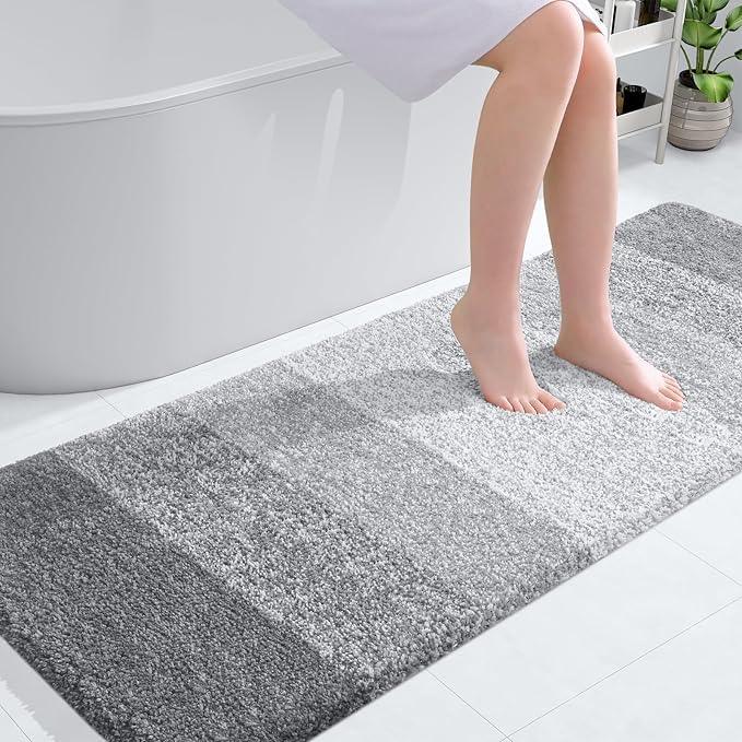 OLANLY Bathroom Runner Rugs 59x24, Extra Soft Absorbent Microfiber Bath Rugs, Rubber Backing, Quick Dry, Washable Bath Mats for Bathroom Floor, Tub and Shower, Home Decor Accessories, Light Grey - ModernBath
