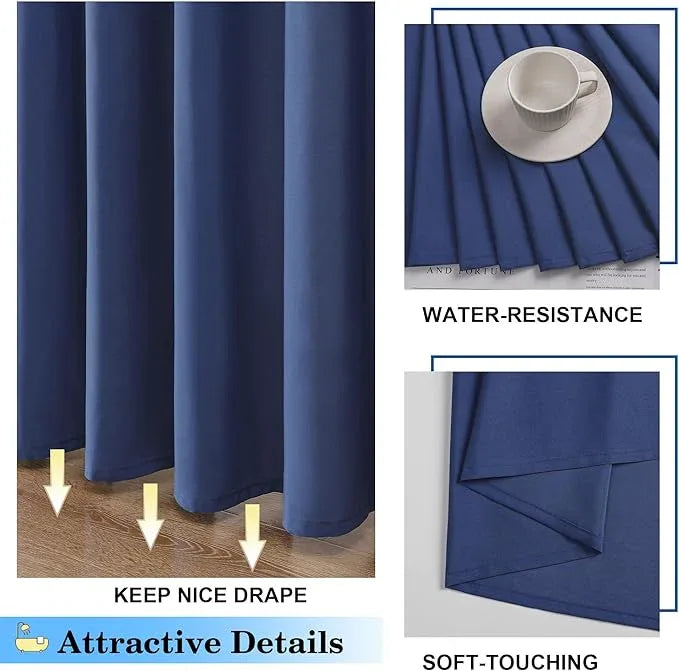 OVZME Zora 78 Inch Shower Curtain Set with 12 Plastic Hooks, Plain Fabric Shower Curtain for Bathroom - Long Shower Curtain, Water Resistance, Machine Washable Soft Cloth, 72WX78L, Dusty Blue - ModernBath
