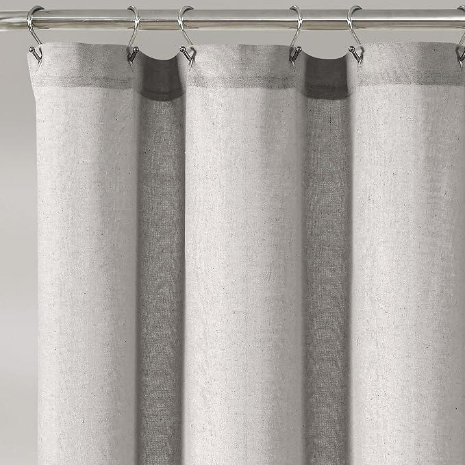 Lush Decor Linen Button Shower Curtain, 72" W x 72" L, Gray - Gray Shower Curtain Fabric - Bathroom Curtain - Farmhouse Bathroom Decor - ModernBath