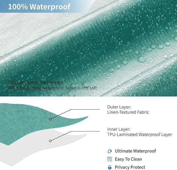 THAIGEE 2-in-1 Waterproof Fabric Shower Curtain or Liner,Linen Textured,Breathable TPU & Washable Bathroom Shower Curtain Set with 12 Plastic Hooks,Modern,72"x72" Teal - ModernBath