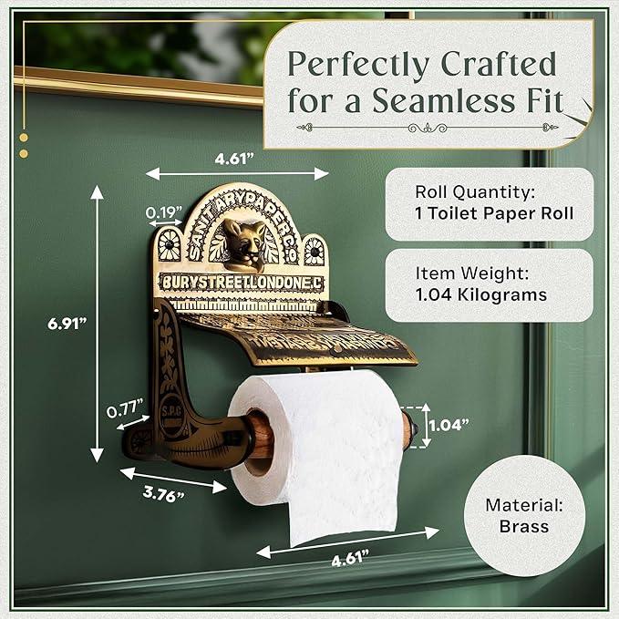Renovators Supply Manufacturing Antique Brass Wall Mount Toilet Tissue Paper Holder 6.9" Wide Victorian Style Rust Resistant Solid Brass Bathroom Toilet Sanitary Paper Roll Holder Storage with Lid - ModernBath