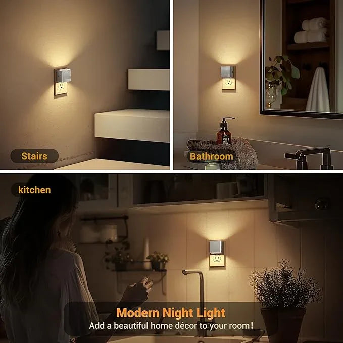 JandCase Night Light,Automatic Night Lights Plug into Wall,Dusk to Dawn,2 Pack Soft White 3000K Brightness Adjustable Nightlight for Kids Bedroom Bathroom Hallway Kitchen - ModernBath