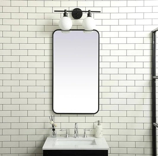 ARS Concepts Aura, Soft Corner Metal Rectangular Mirror 20X36 Inch in, Modern, Black - ModernBath