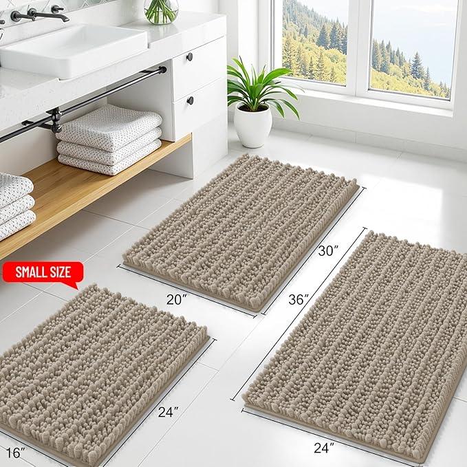 Smiry Bathroom Rugs Mat 30x20, Extra Soft Absorbent Chenille Bath Rugs, Non Slip Rubber Backing Machine Washable Quick Dry Bath Mats for Bathroom Floor, Tub, Shower, Home Decor Accessories, Latte - ModernBath
