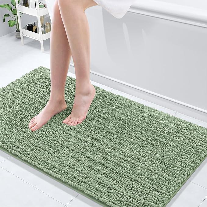 Arotive Luxury Chenille Bathroom Rug Mat, Extra Soft Thick Absorbent Shaggy Bath Rugs, Non-Slip Machine Wash Dry, Plush Bath Mats for Bathroom, Shower and Tub, 54x24, Sage Green - ModernBath
