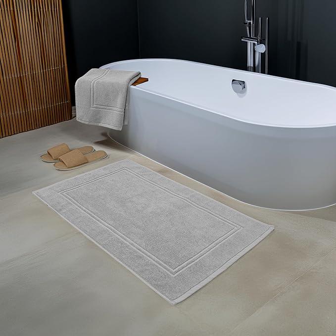 Tens Towels Pack of 2 Bath Mats 100% Cotton, 20 x 32 Inches, Super Absorbent, Hotel Quality Premium Floor Towels, Luxurious, Soft & Quick Dry, Not a Bathroom Rug, Cool Grey - ModernBath