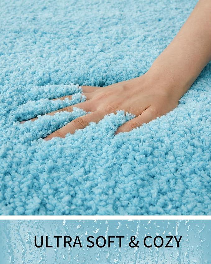 Ruggnovea Bathroom Rugs Non Slip Washable, Ultra Soft Thick Shaggy Absorbent Bath Mats, High Density Foam Latex Non Slip Backing Bath Rugs, Microfiber Bath Mats for Bathroom Floor&Sink,24x17,Teal - ModernBath