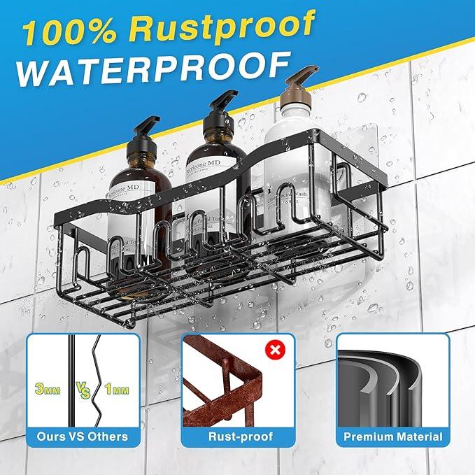 EUDELE Adhesive Shower Caddy, 5 Pack Rustproof Stainless Steel Bath Organizers With Large Capacity, No Drilling Shelves for Bathroom Storage & Home Decor - ModernBath