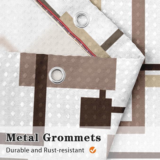 Culudea Geometric Vintage Brown Shower Curtain Set, Abstract Modern Line Bathroom Window Waterproof Shower Curtain Set for Bathroom Decor - ModernBath